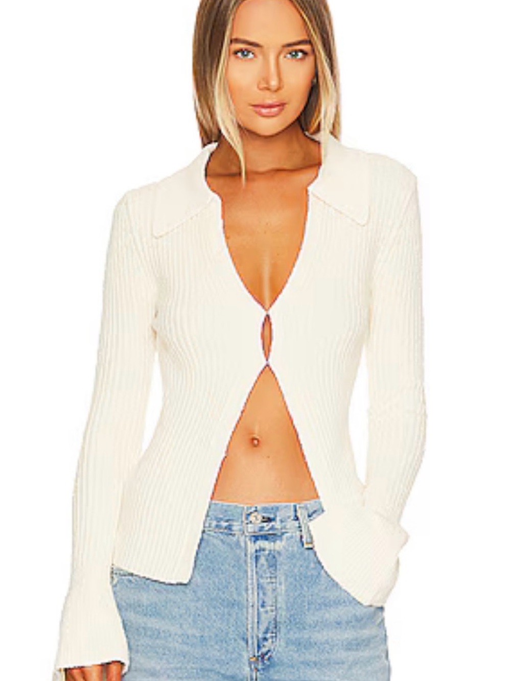 Song of Style Cream Ribbed Button-Front Cardigan